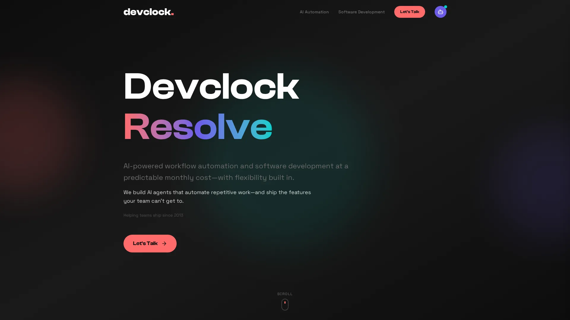 Devclock website hero section