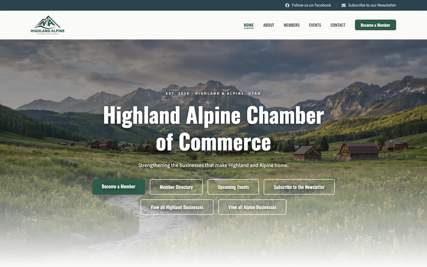 Highland Alpine Chamber website hero section