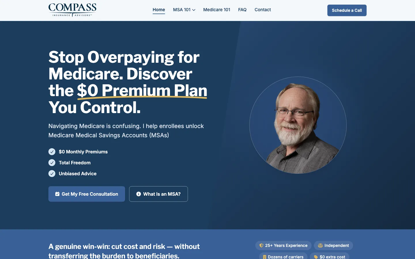 Medicare MSA Guide website hero section