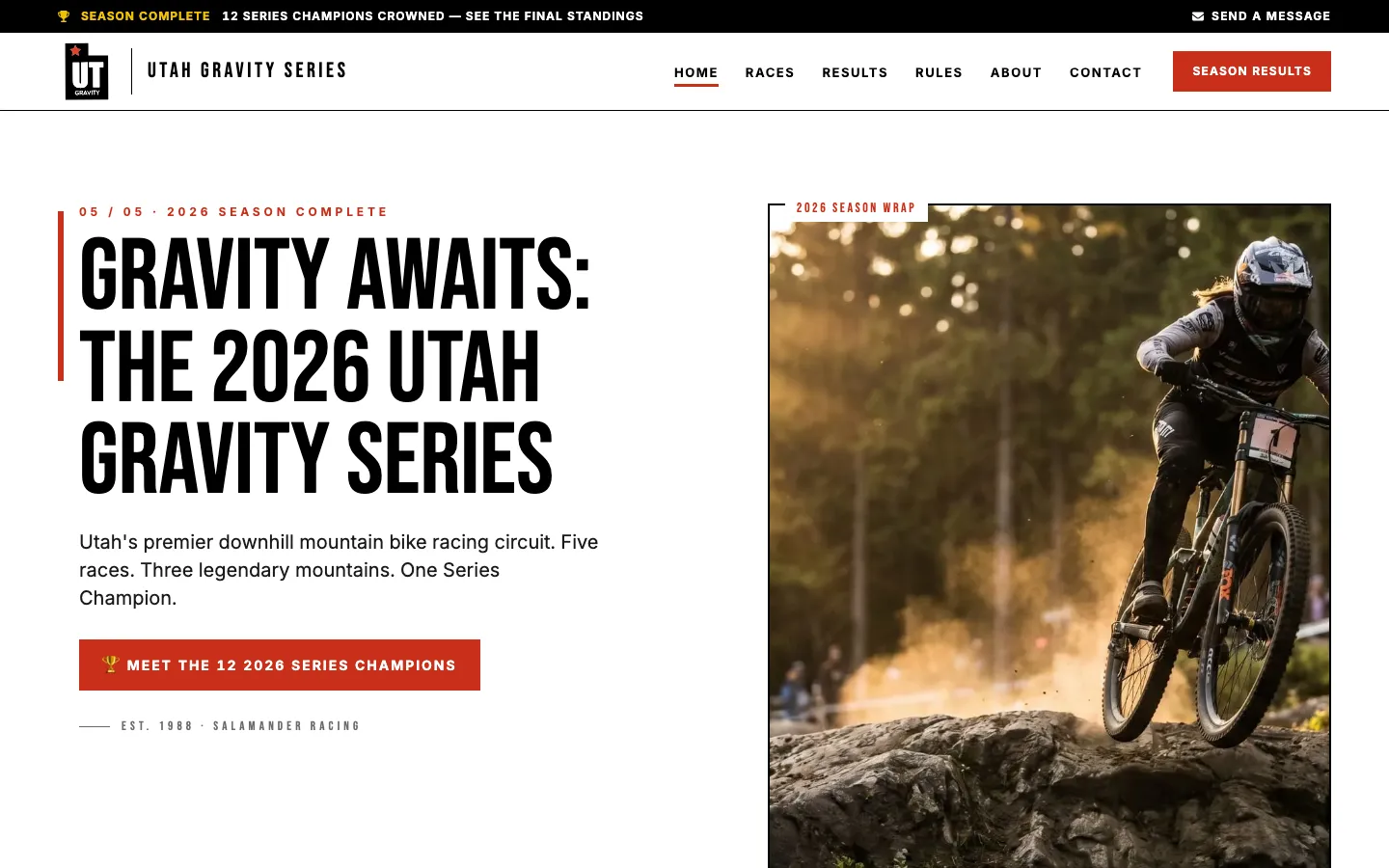 Utah Gravity Series website hero section